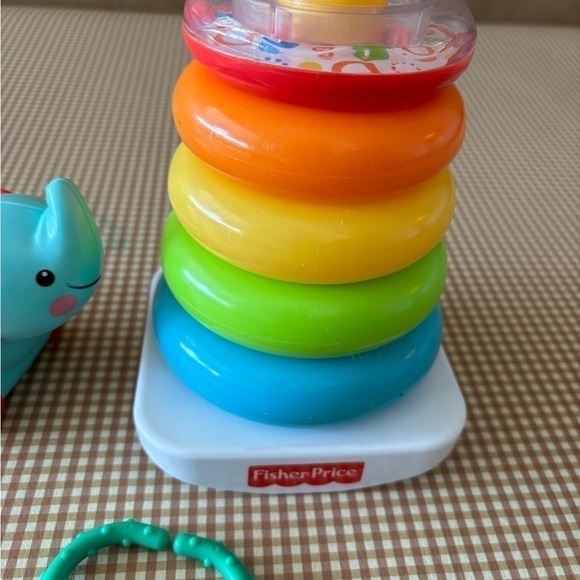 Fisher Price toy bundle. Poppity Pop elephant/stacking rings/ avocado rattle - Picture 4 of 9